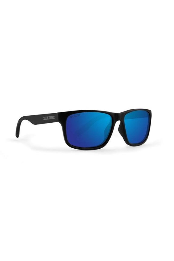 Delta Sunglass with Polarized Blue Lens - Black
