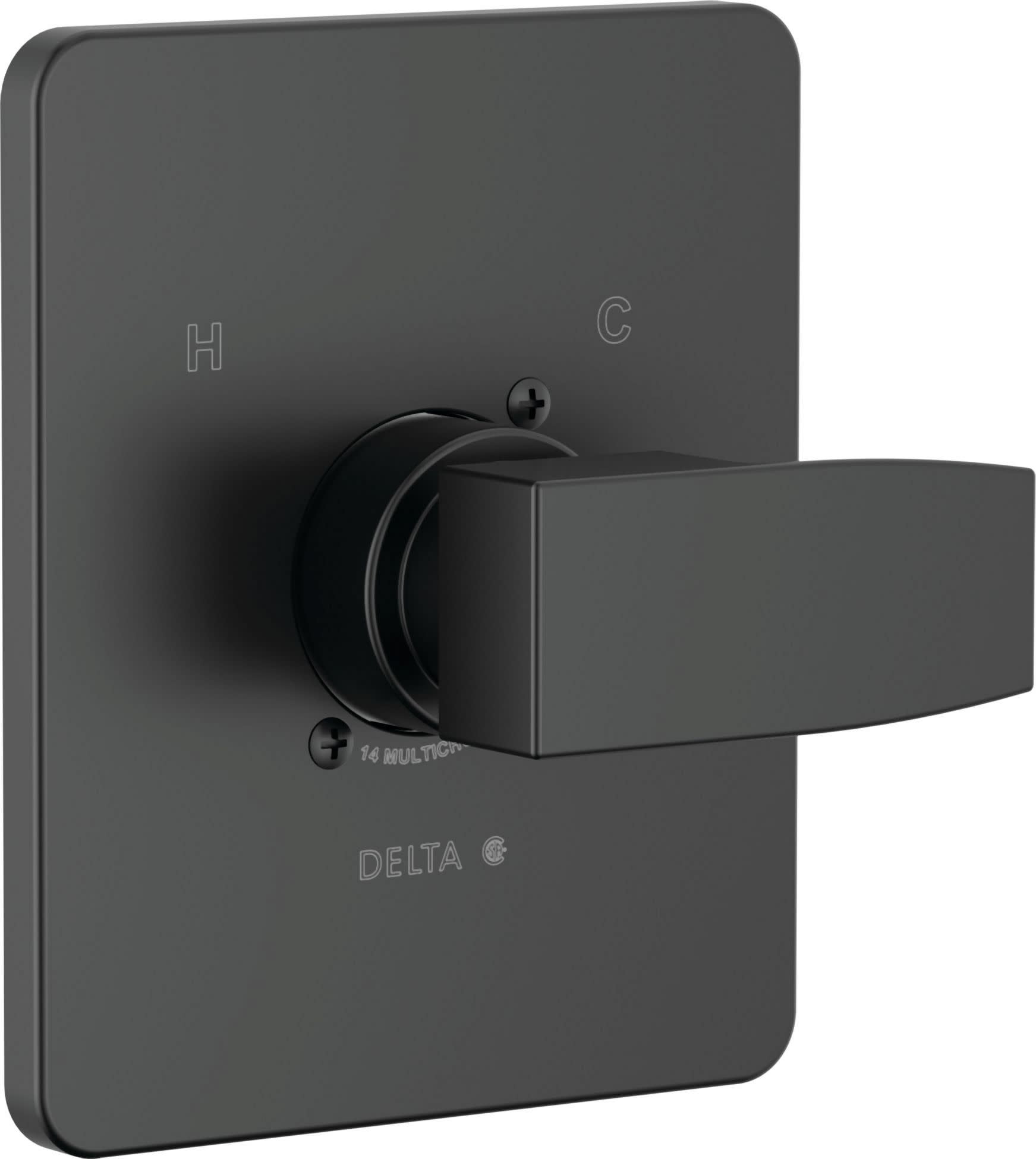 Matte Black Modern Wall-Mounted Shower Lever Trim
