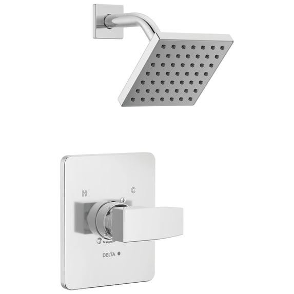 Delta Modern 14 Series Shower Faucet Set, Chrome Shower Head and Handle Set, Valve Trim Kit, Chrome T14267-PP (Valve Not Included)