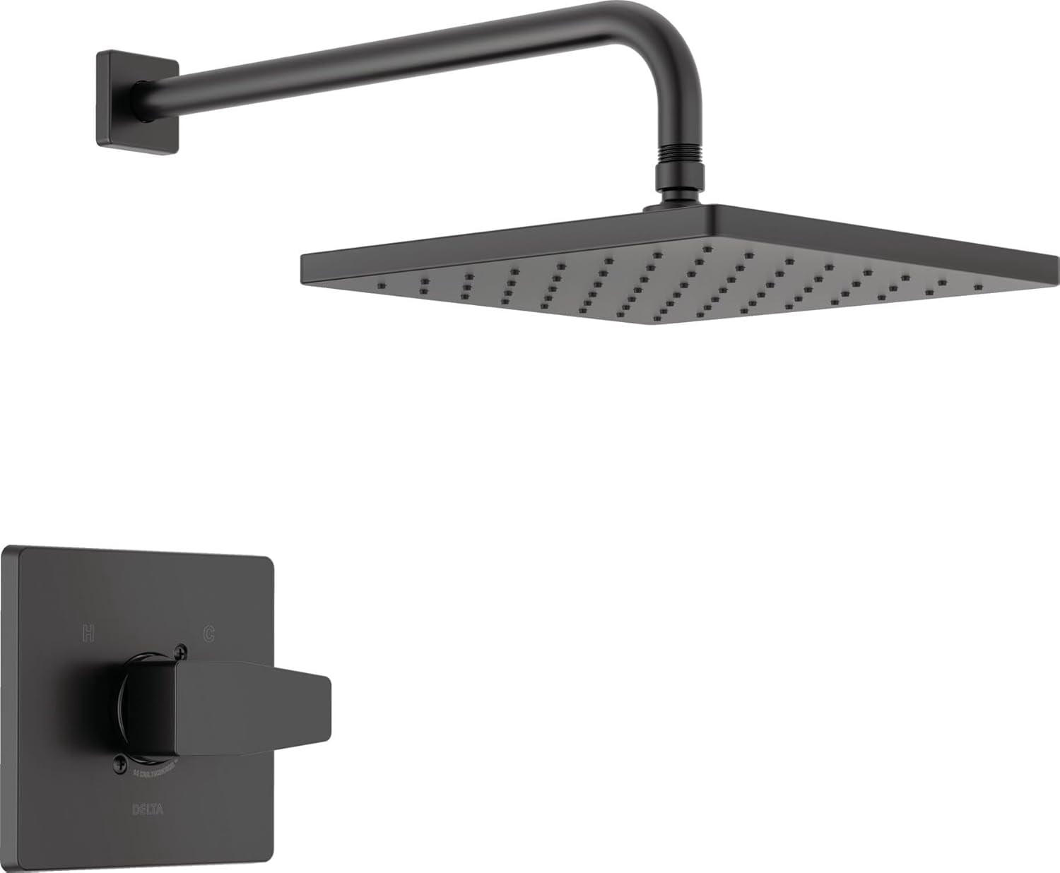 Delta Woodhurst Dusch-Trim Kit In Matte Black – Mit Regenduschkopf, Monitor Ventil, WaterSense, Soft Rubber Touch-Clean