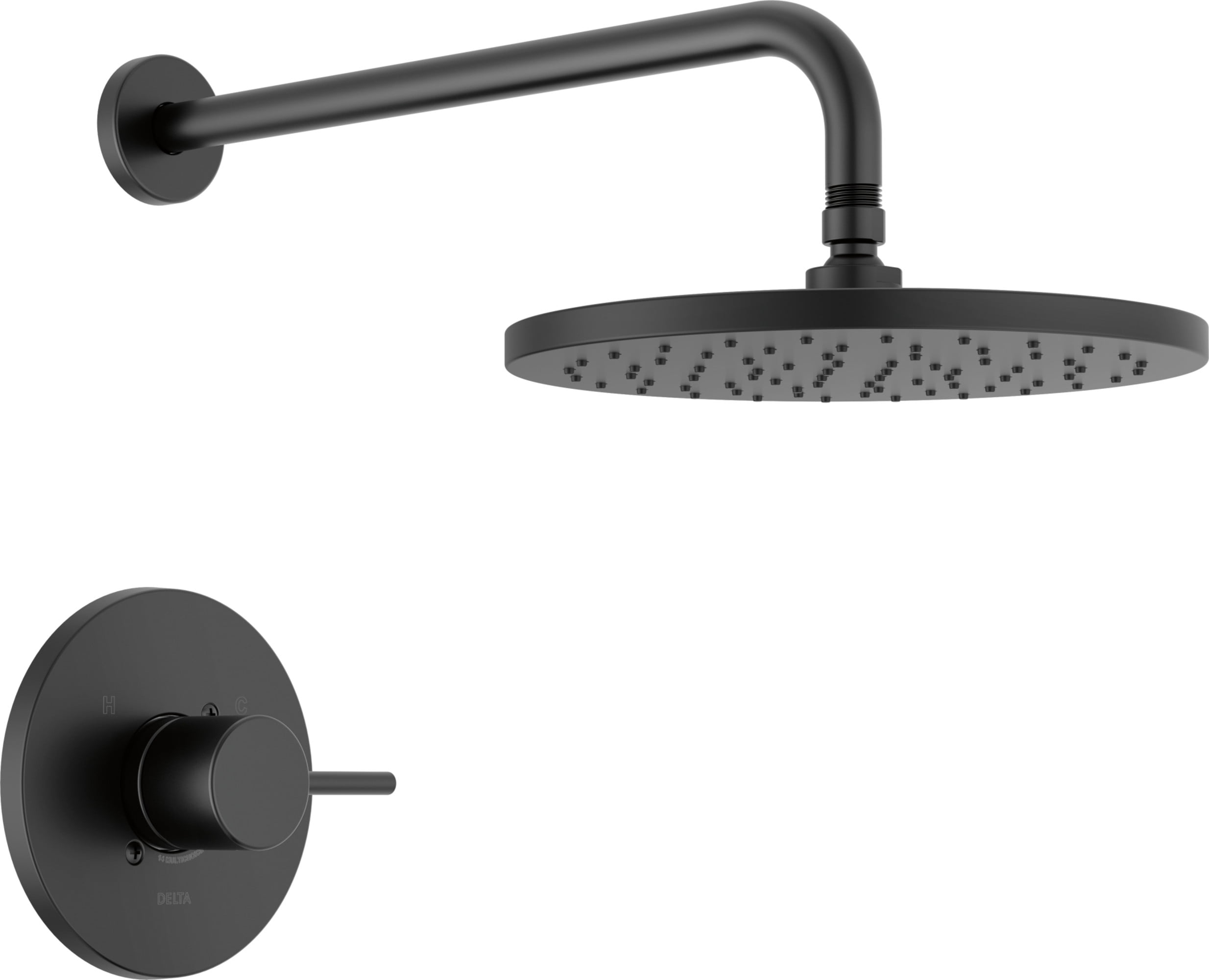 Matte Black Modern Rainfall Shower Faucet Set with Valve Trim Kit