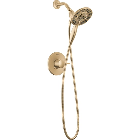 Delta Faucet Albion 14 Series Single-Handle Shower Faucet, Gold Shower Trim Kit with 4-Setting In2ition 2-in-1 Dual Hand Held Shower Head with Hose, Champagne Bronze (Valve Not Included)