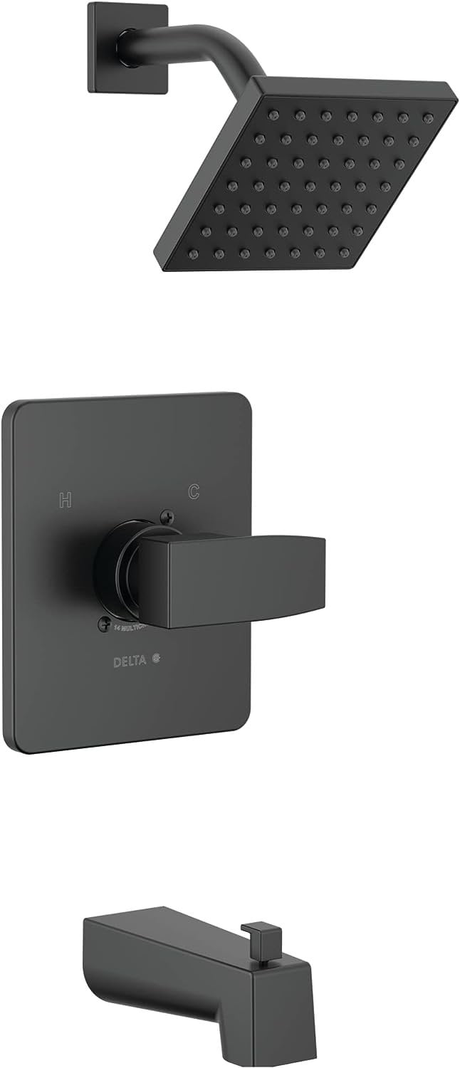 Matte Black Modern Single Function Wall Mounted Tub & Shower Trim Kit