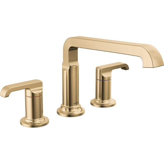 Delta T2789-Lhp Tetra Tub Deck Mounted Roman Tub Filler - Lumicoat Champagne Bronze