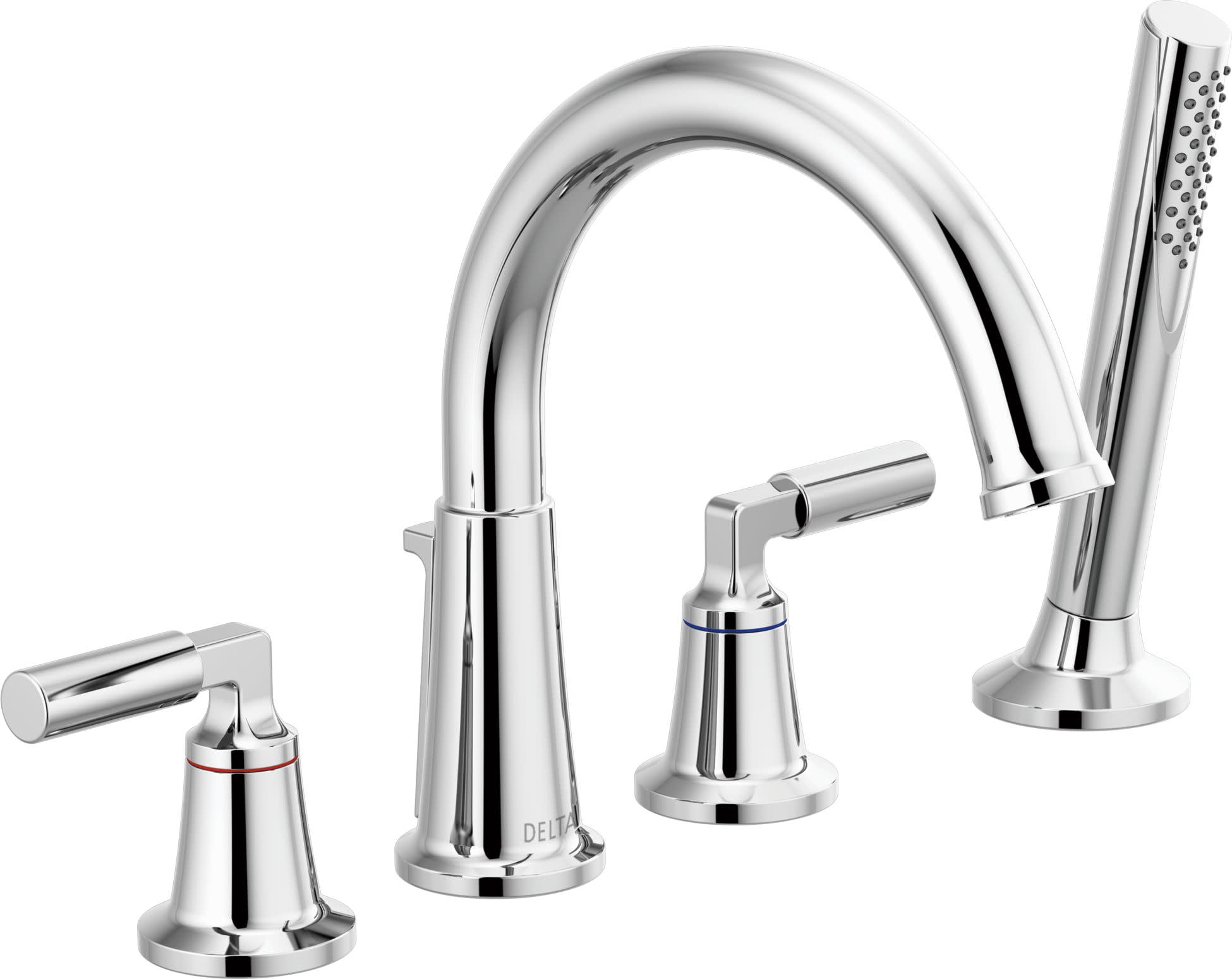 Chrome Deck Mounted Roman Tub Faucet with Handshower