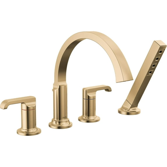 Delta T4788-Lhp Tetra Deck Mounted Roman Tub Filler - Lumicoat Champagne Bronze