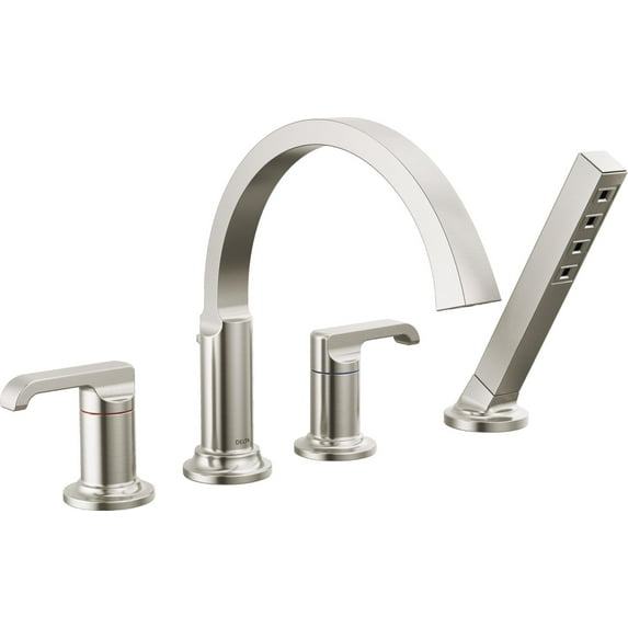 Delta T4788-Lhp Tetra Deck Mounted Roman Tub Filler - Lumicoat Stainless