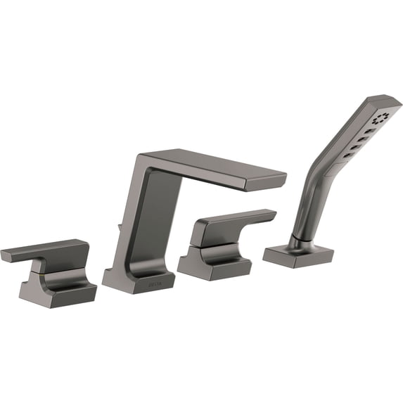 Delta T4799-KS-PR Pivotal Deck Mounted Tub Filler - Lumicoat Black Stainless