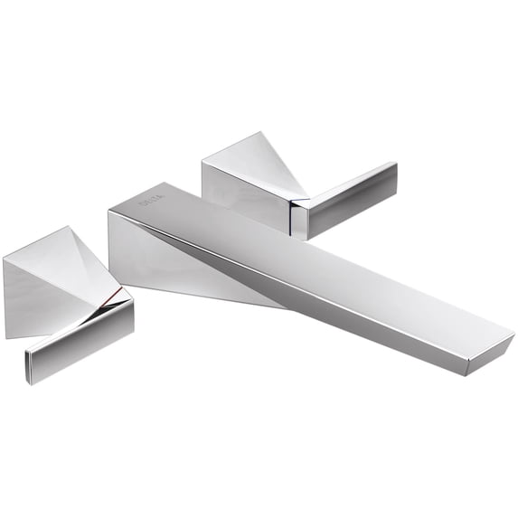 Delta T5743-PR-WL Trillian Double Handle Wall Mounted Tub Filler Trim - Lumicoat Chrome