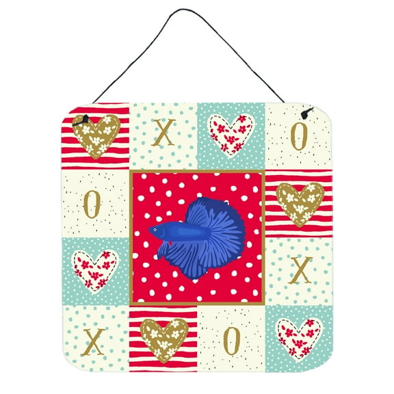 Delta Tail Betta Fish Love Wall or Door Hanging Prints Red