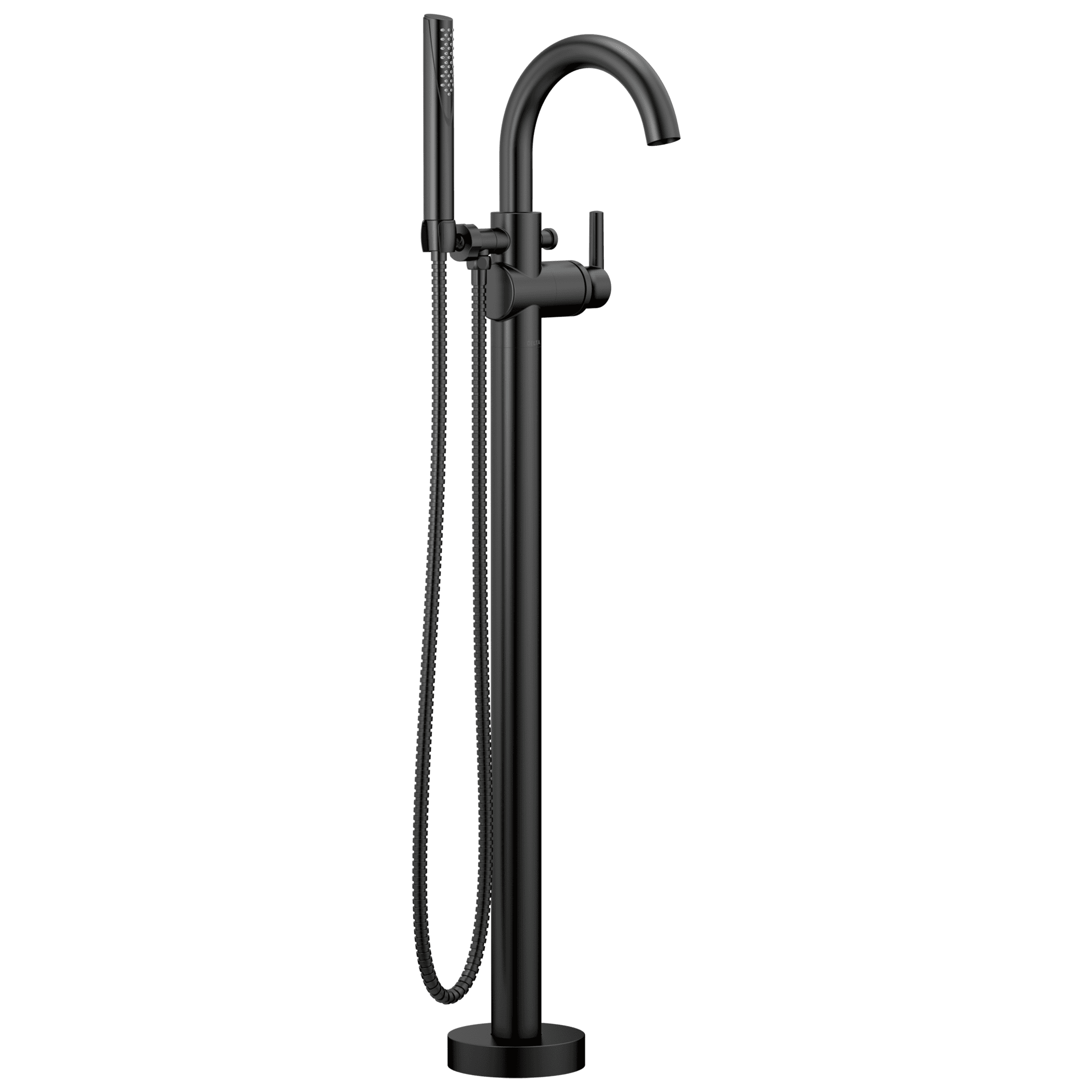 Matte Black Brass Floor Mounted Tub Filler with Handshower
