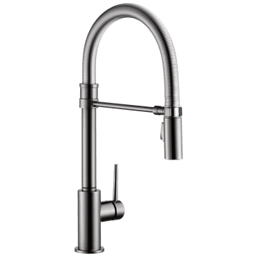 Delta Trinsic Single Handle Pull-Down Kitchen Faucet With Spring Spout, Black Stainless