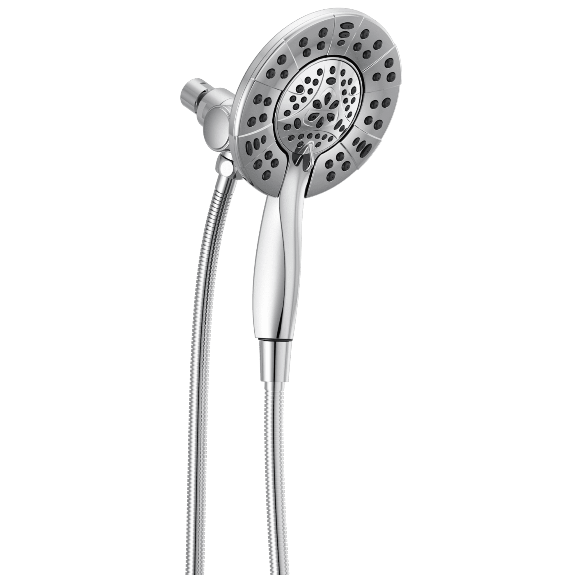 Chrome Dual Shower Head with Handheld Spray and Adjustable Height