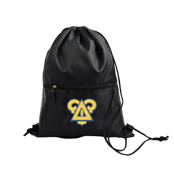 Delta Upsilon Fraternity Black Drawstring Backpack, Sports Bag, Travel Carryall