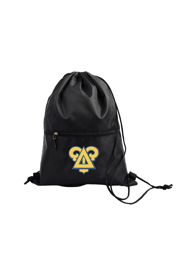Delta Upsilon Fraternity Black Drawstring Backpack, Sports Bag, Travel Carryall