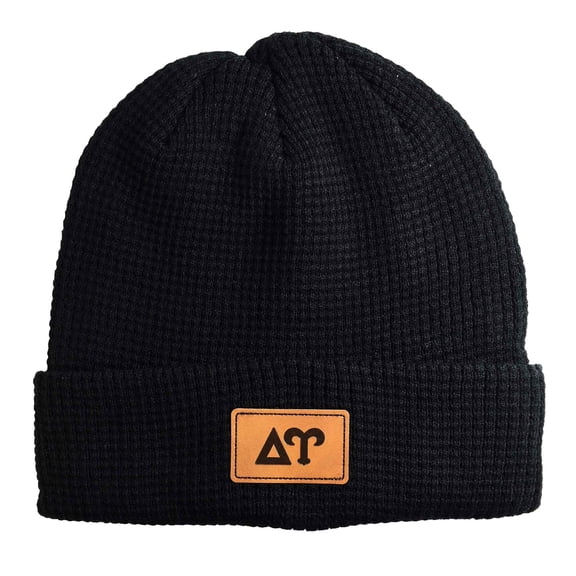 Delta Upsilon Fraternity Hat, Black Winter Beanie Hat with Greek Letters Patch