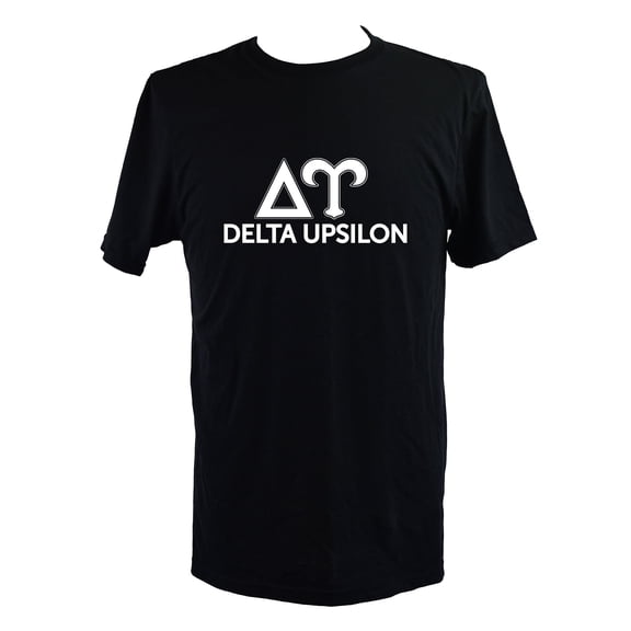Delta Upsilon T-Shirt - Varsity Letter Fraternity Tee, 100% Cottont, Size Large