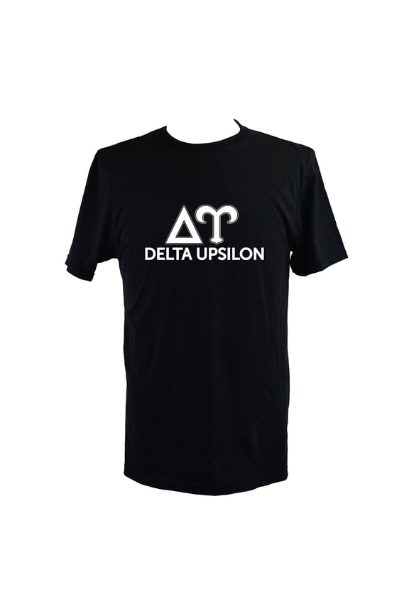 Delta Upsilon T-Shirt - Varsity Letter Fraternity Tee, 100% Cottont, Size Large