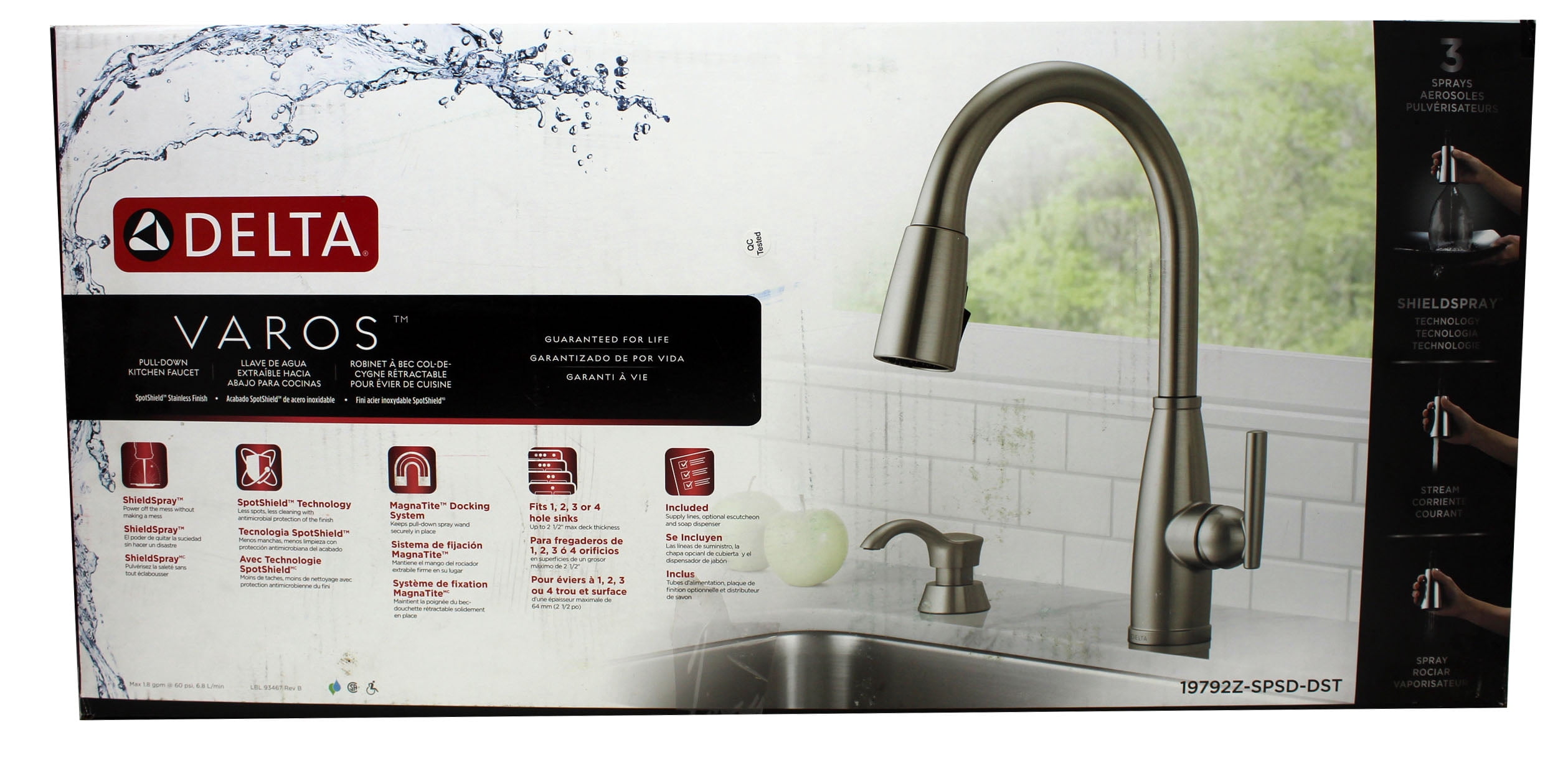 Delta Varos Stylish Nickel Finish Pull Down Kitchen Faucet