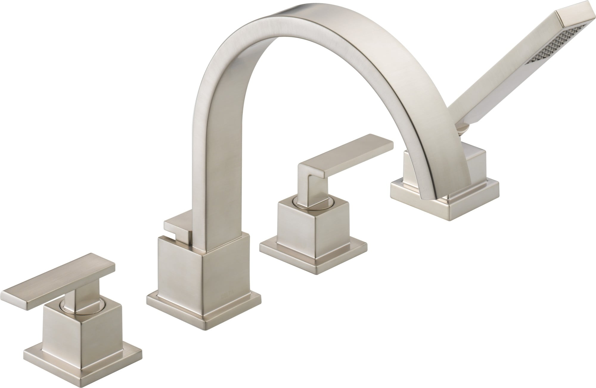 Stainless Steel Widespread Deck Mounted Roman Tub Faucet with Handshower