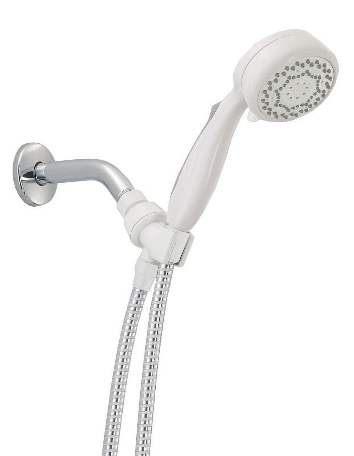 White Adjustable Handheld Showerhead with 7 Spray Settings