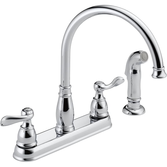 Delta Windemere Chrome Kitchen with Side Sprayer, Traditional 4 Hole Sink , Two-Handle, 21996LF