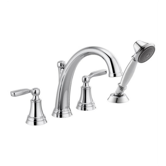Delta Woodhurst Roman Tub with Handshower Trim in Chrome