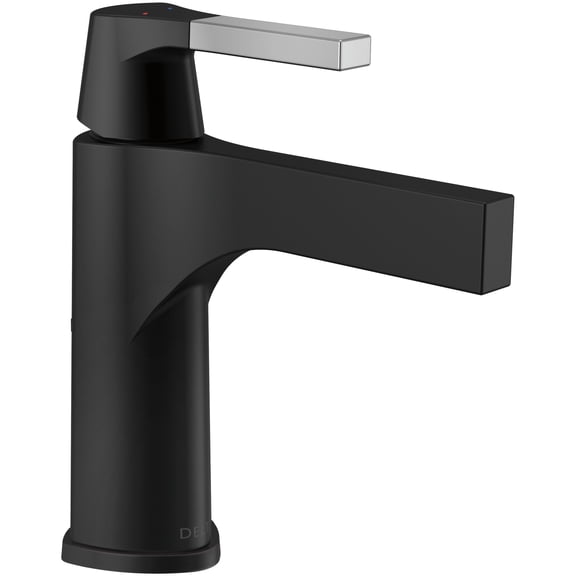 Delta Zura Single Handle Bathroom Faucet - Less Pop Up, Chrome / Matte Black