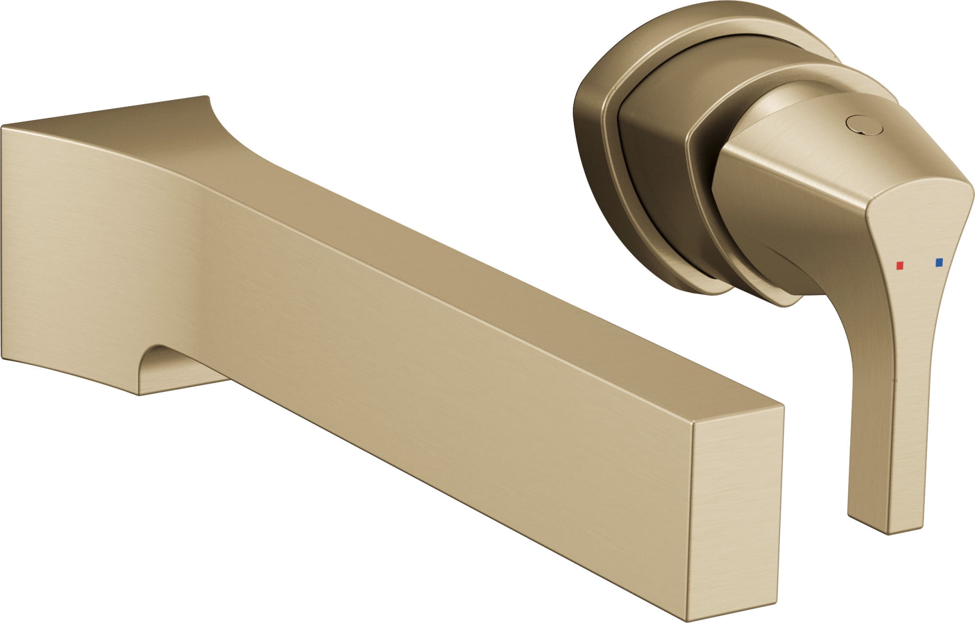 Zura Brushed Gold Wall-Mounted Lever Bathroom Faucet