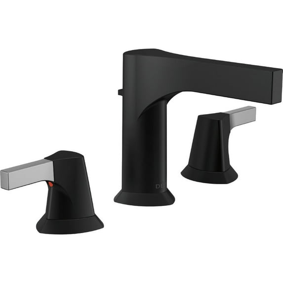 Delta Zura Two Handle Widespread Bathroom Faucet, Chrome / Matte Black