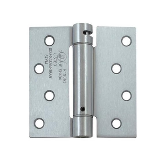 Deltana 4 x 4 in. Spring Hinge- Satin Chrome - Steel