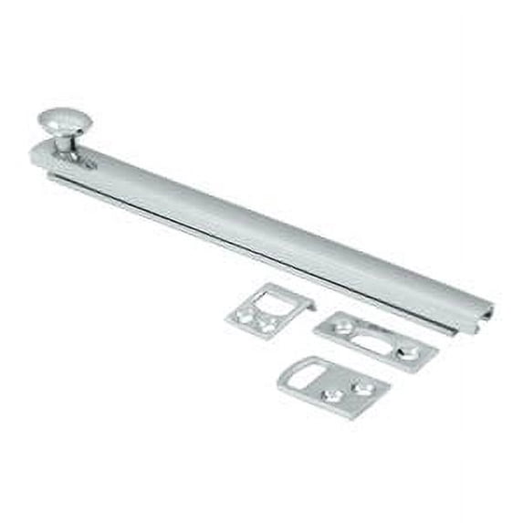 Deltana 6SBCS26 6" Surface Bolt; Concealed Screw; Heavy Duty; Bright Chrome Finish
