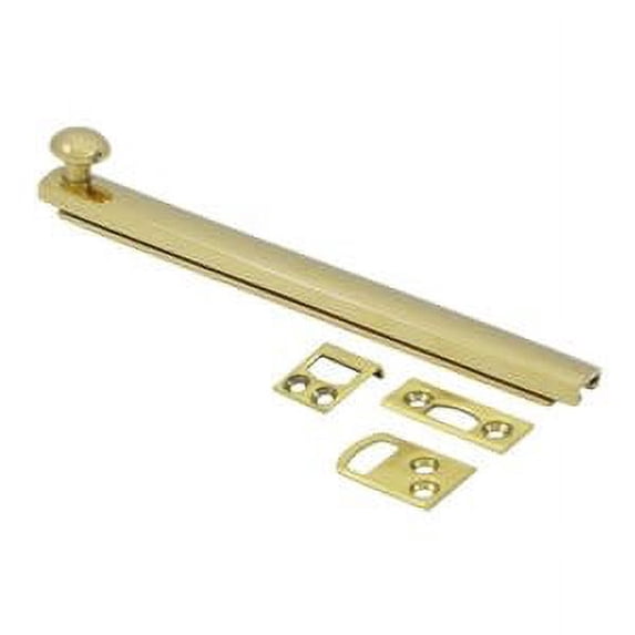 Deltana 6SBCS3 6" Surface Bolt; Concealed Screw; Heavy Duty; Bright Brass Finish