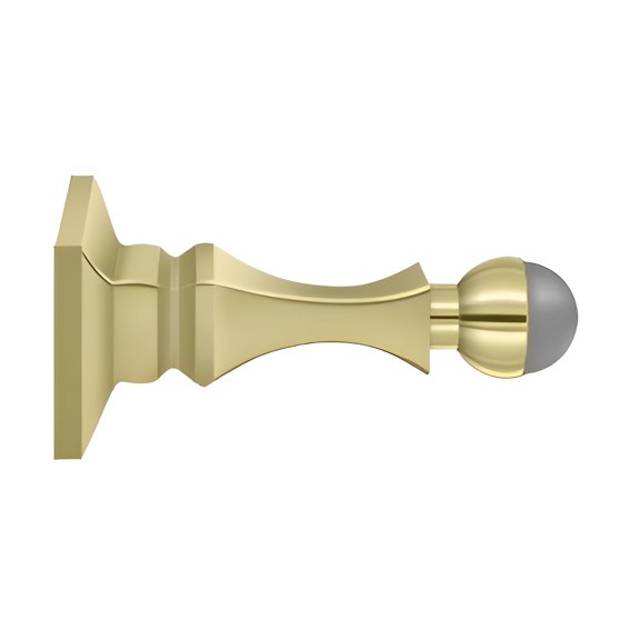 Deltana BDH35U3 3-1/2" Baseboard Door Bumper, Solid Brass Material, 3-5/8" Projection, 1-5/8" Base Size, Polished Brass Finish