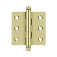 thumbnail image 1 of Deltana CH2020U3-UNL 2" x 2" Hinge; with Ball Tips; Unlacquered Bright Brass Finish, 1 of 2