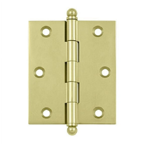 Deltana CH3025U3-UNL 3" x 2-1/2" Hinge; with Ball Tips; Unlacquered Bright Brass Finish