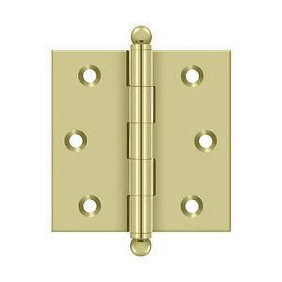 Deltana CH2525U3-UNL 2-1/2" Height X 2-1/2" Width Full Inset Cabinet Butt Hinge With Ball Unlacquered Brass Pair