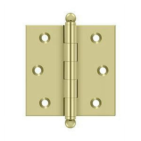 Deltana CH2525U3-UNL 2-1/2" Height X 2-1/2" Width Full Inset Cabinet Butt Hinge With Ball Unlacquered Brass Pair