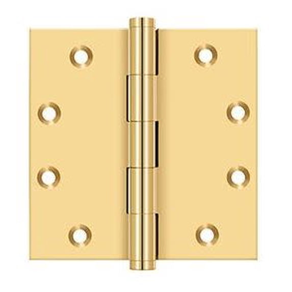 Deltana CSB45 4-1/2" x 4-1/2" Square Hinges in PVD Polished Brass