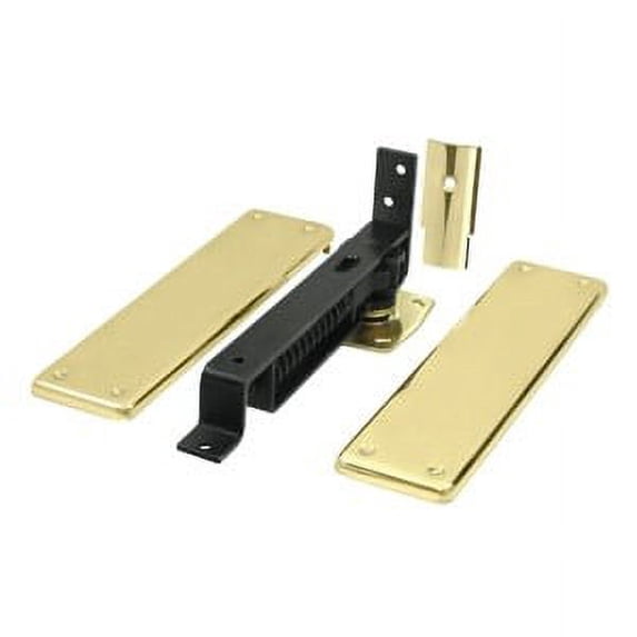 Deltana DASH95U3 Spring Hinge; Double Action with Solid Brass Cover Plates; Bright Brass Finish