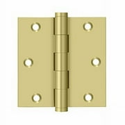 Deltana DSB353 3-1/2" x 3-1/2" Square Hinge; Bright Brass Finish