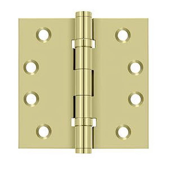 Deltana DSB4B3-UNL 4" x 4" Square Hinge; Ball Bearings; Unlacquered Bright Brass Finish