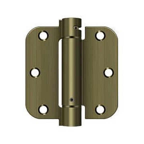 Deltana DSH35R55 3-1/2" x 3-1/2" x 5/8" Spring Hinge; Antique Brass Finish