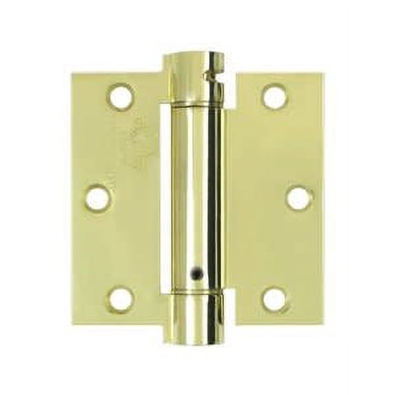 Deltana DSH35U3 3-1/2" x 3-1/2" Spring Hinge; Bright Brass Finish