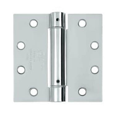 McKinney 1502 4-1/2X4-1/2 26 Full Mortise Spring Hinge Standard Weight 4 1 2 By 4 1 2 Square Corner Bright Chrome Finish