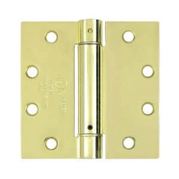 Deltana DSH45U3 4-1/2" x 4-1/2" Spring Hinge; Bright Brass Finish