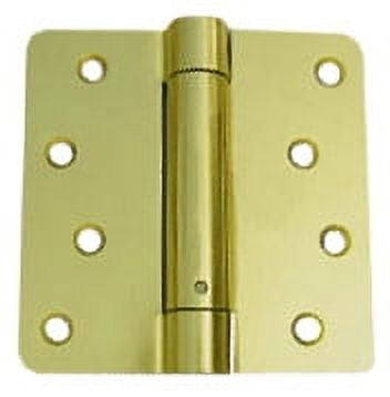 Deltana DSH4R43 4" x 4" x 1/4" Spring Hinge; Bright Brass Finish