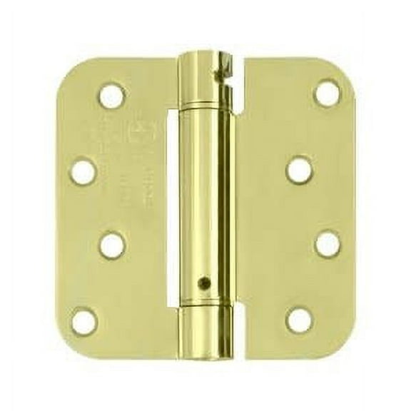 Deltana DSH4R53/4 4" x 4" 5/8" Radius Spring Hinge; Bright Brass By Satin Brass Finish