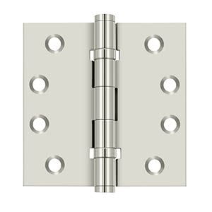 Deltana DSB4B14 4 x 4 in. Square Ball Bearings Hinges, Bright Nickel - Solid