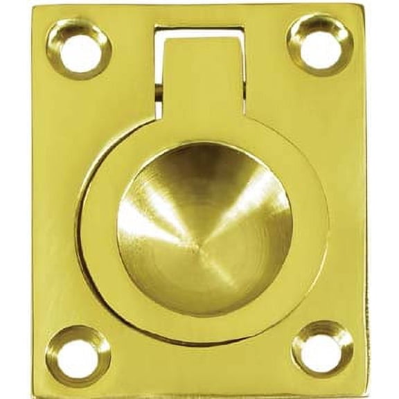 Deltana FRP175CR003 Flush Ring Pull, 1-3/4" x 1-3/8" in PVD Polished Brass